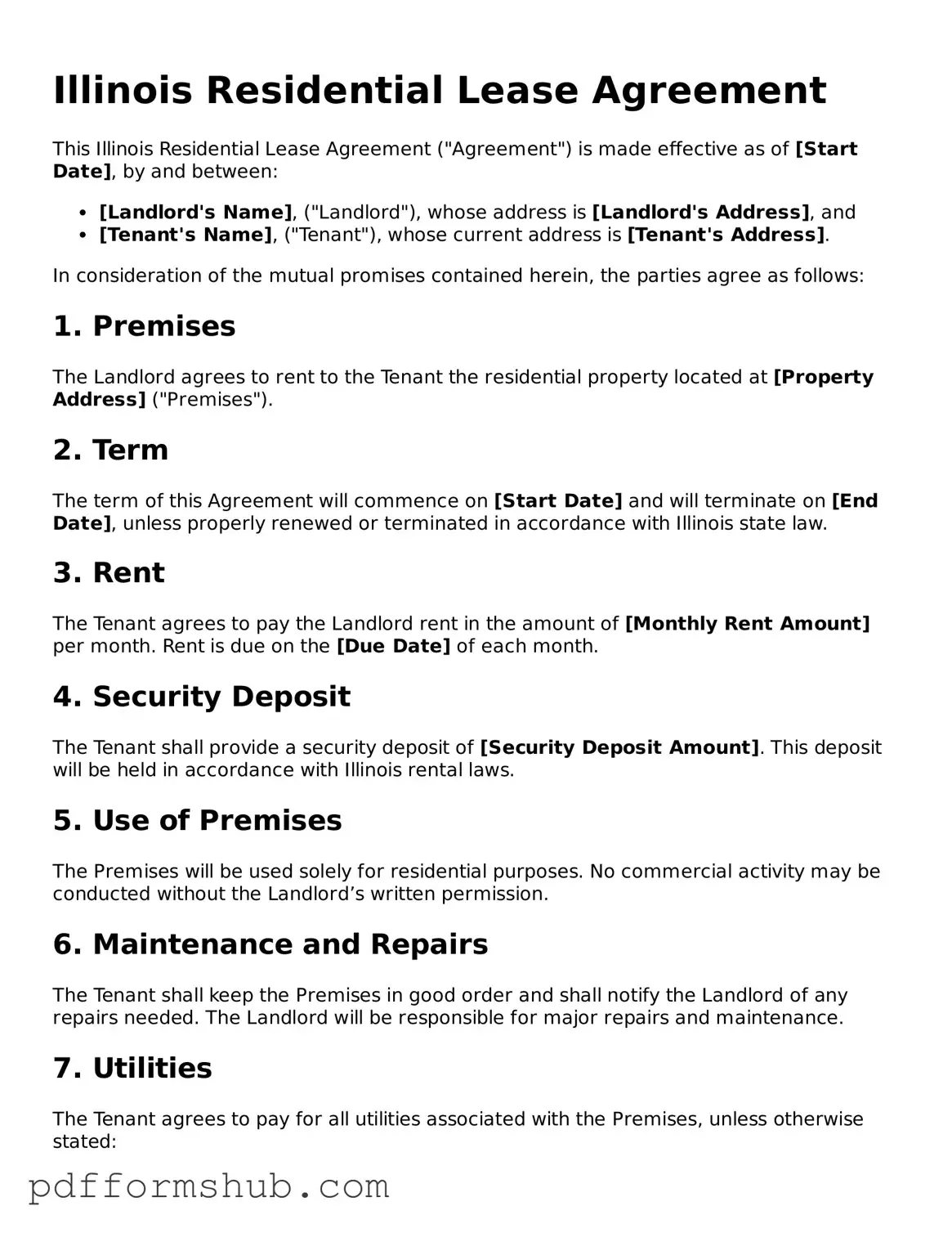 Attorney-Verified Residential Lease Agreement Form for Illinois State