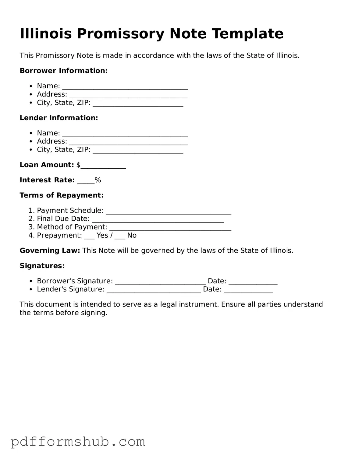 Attorney-Verified Promissory Note Form for Illinois State