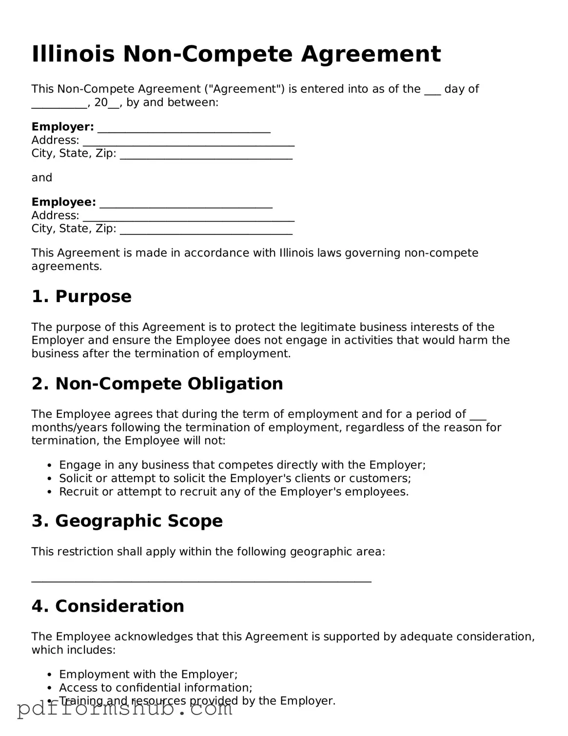 Attorney-Verified Non-compete Agreement Form for Illinois State