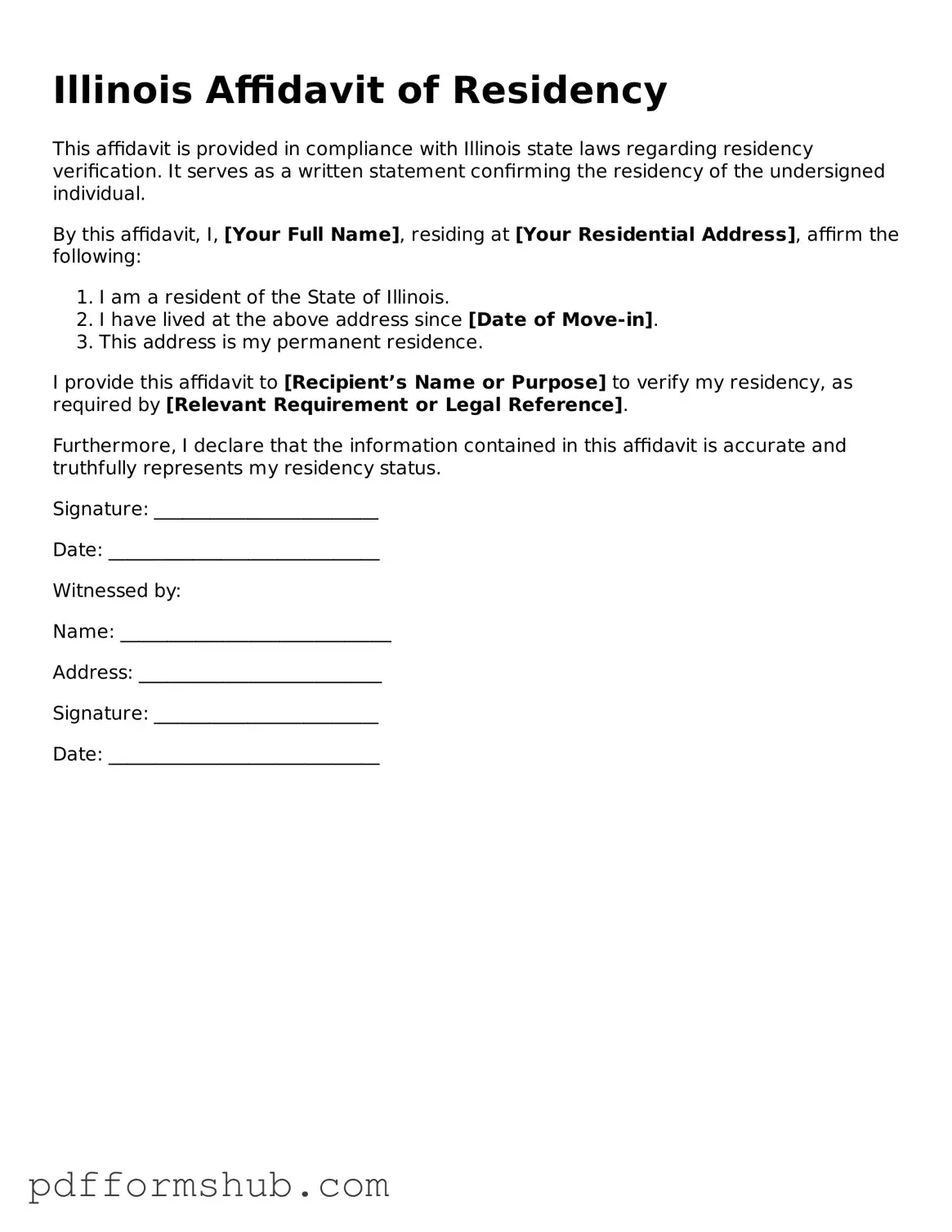 Attorney-Verified Affidavit of Residency Form for Illinois State