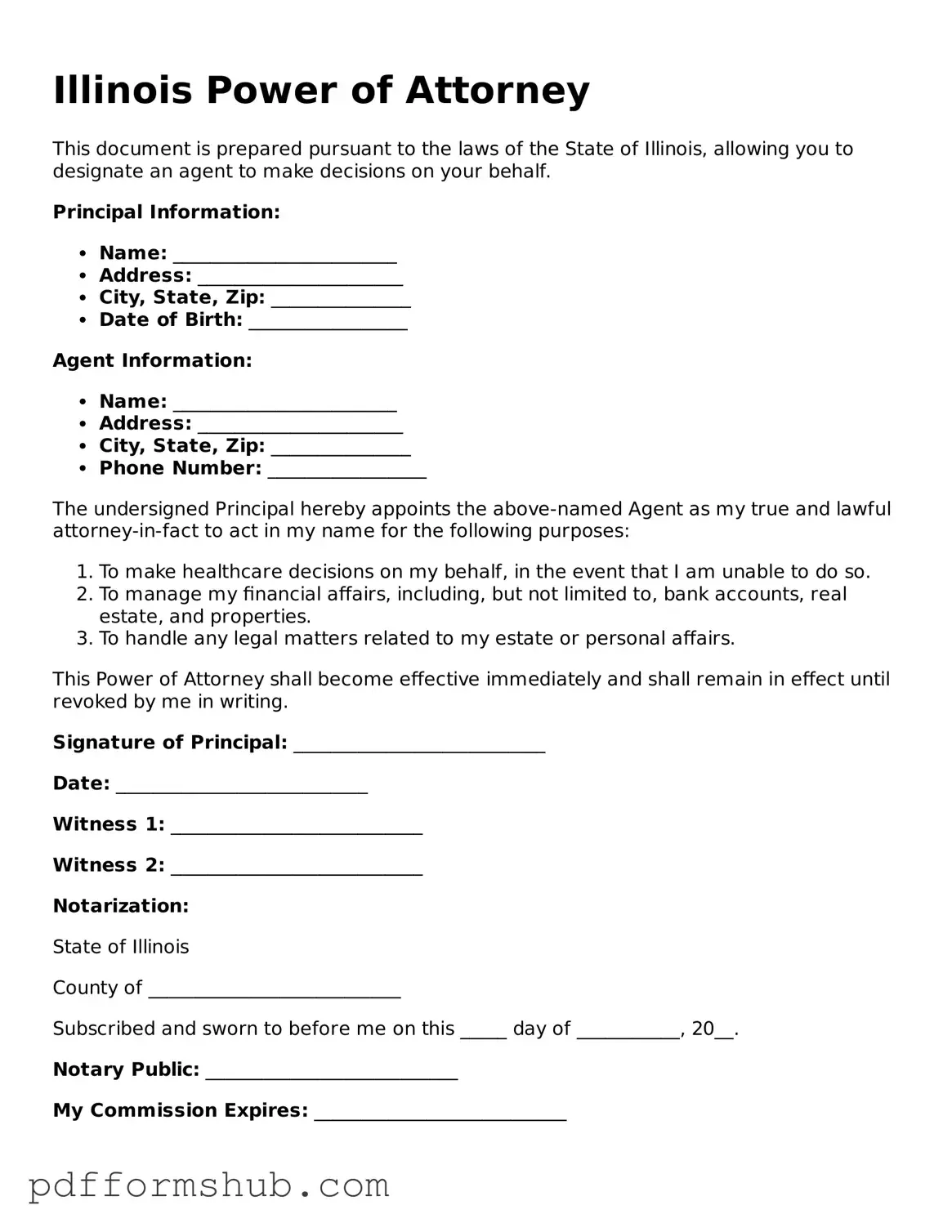 Attorney-Verified Power of Attorney Form for Illinois State