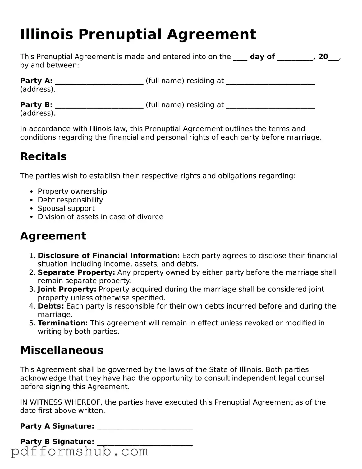Attorney-Verified Prenuptial Agreement Form for Illinois State