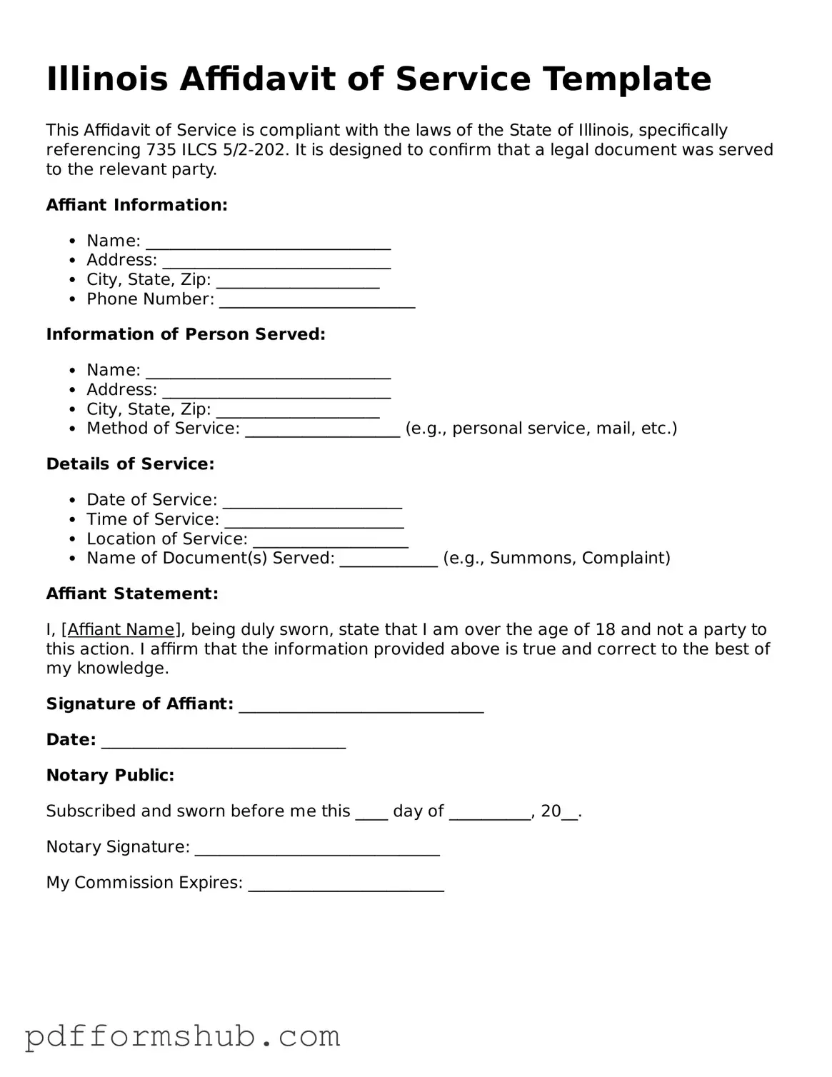 Attorney-Verified Affidavit of Service Form for Illinois State