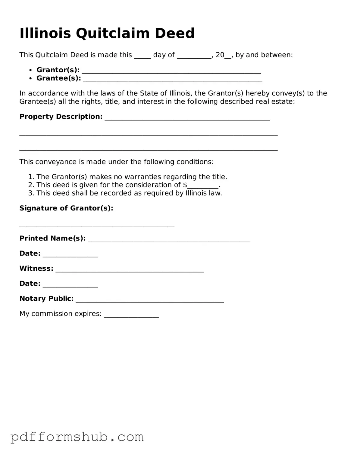 Attorney-Verified Quitclaim Deed Form for Illinois State