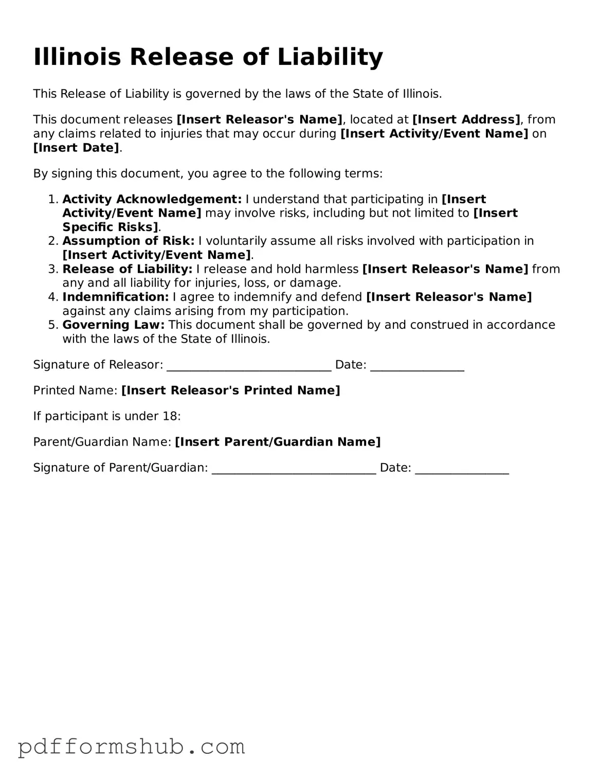Attorney-Verified Release of Liability Form for Illinois State