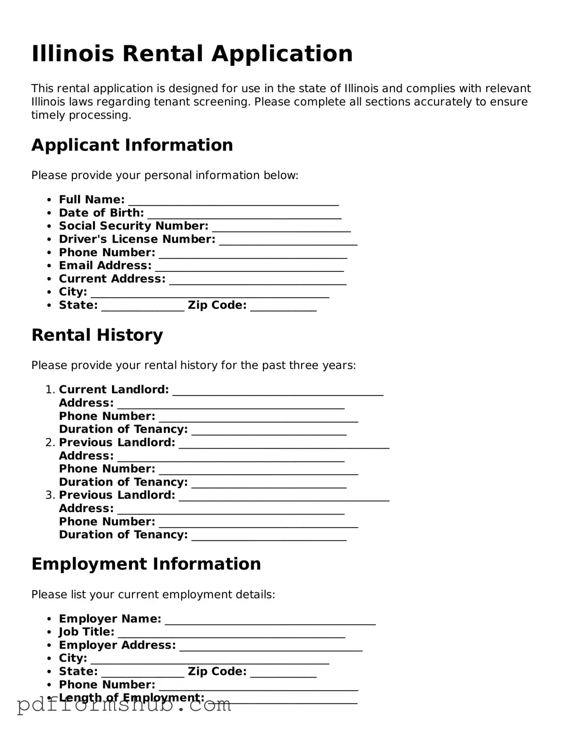 Attorney-Verified Rental Application Form for Illinois State