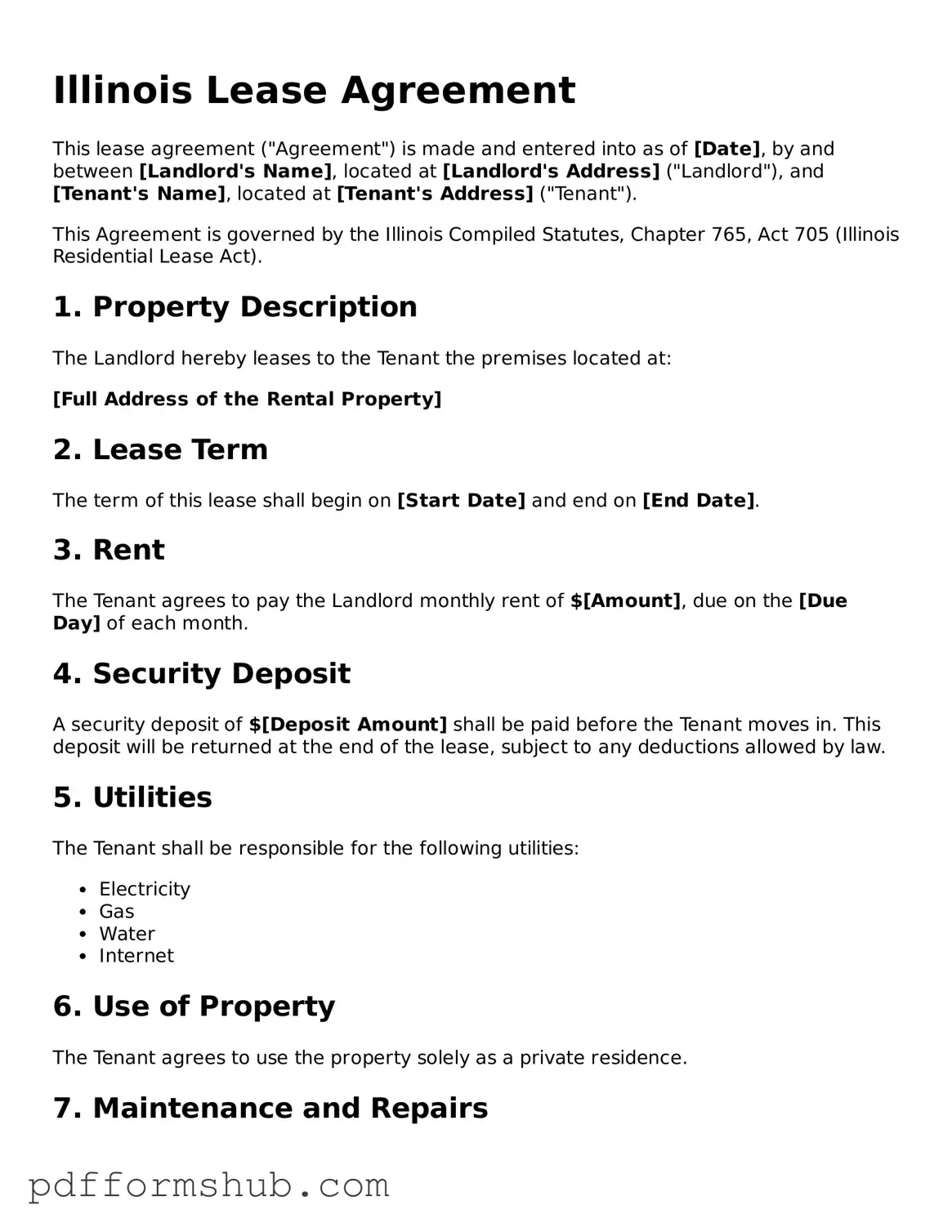 Attorney-Verified Lease Agreement Form for Illinois State