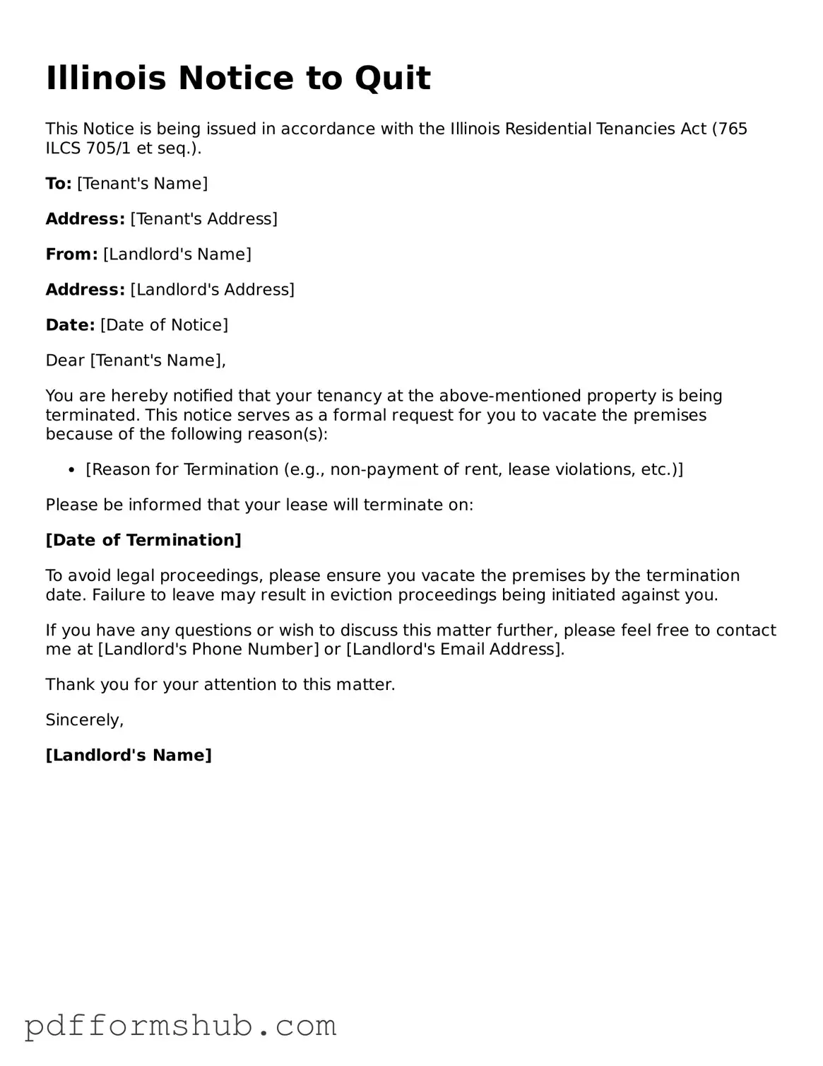 Attorney-Verified Notice to Quit Form for Illinois State