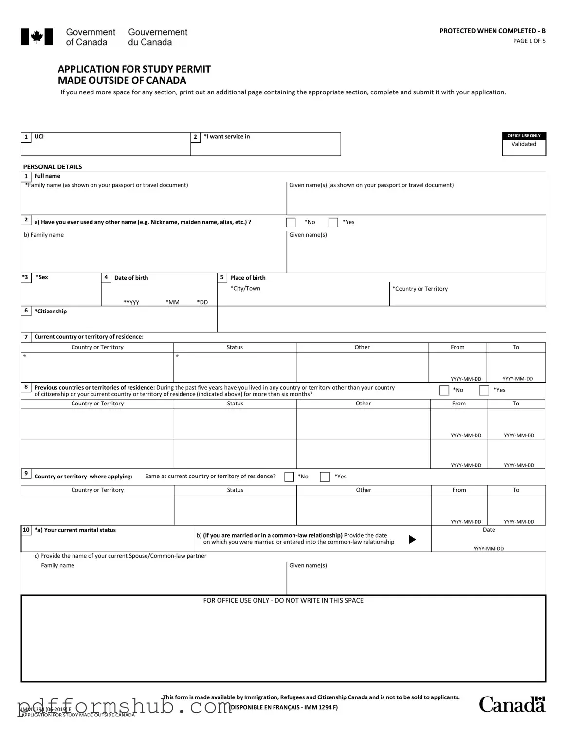 Fill in Your Imm 1294 Form