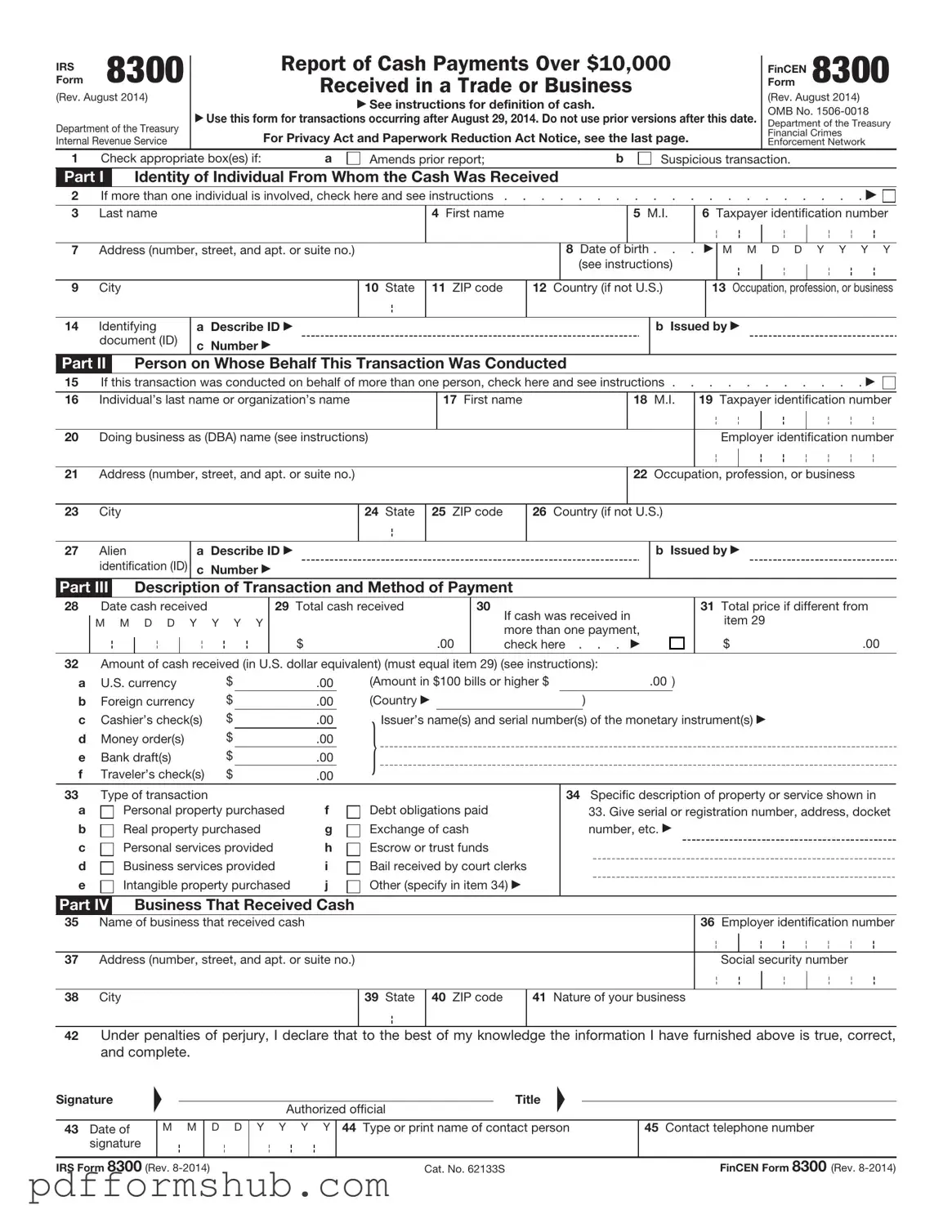 Fill in Your IRS 8300 Form