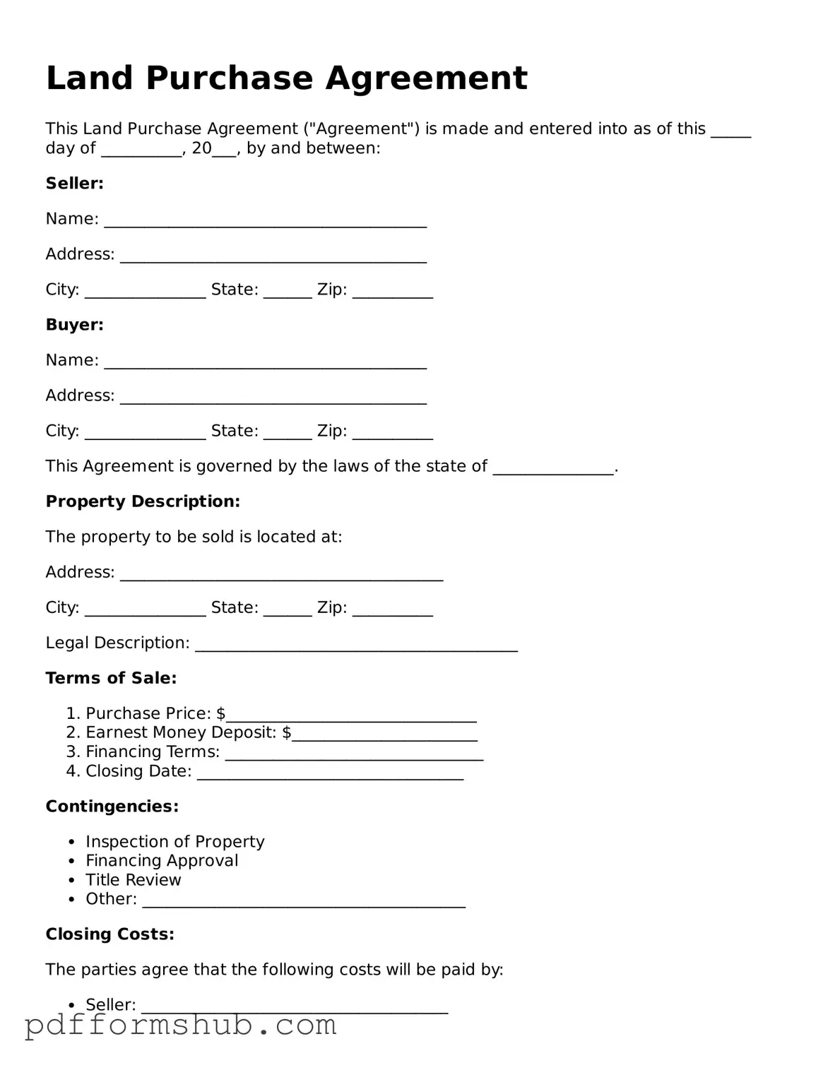 Valid Land Purchase Agreement Form