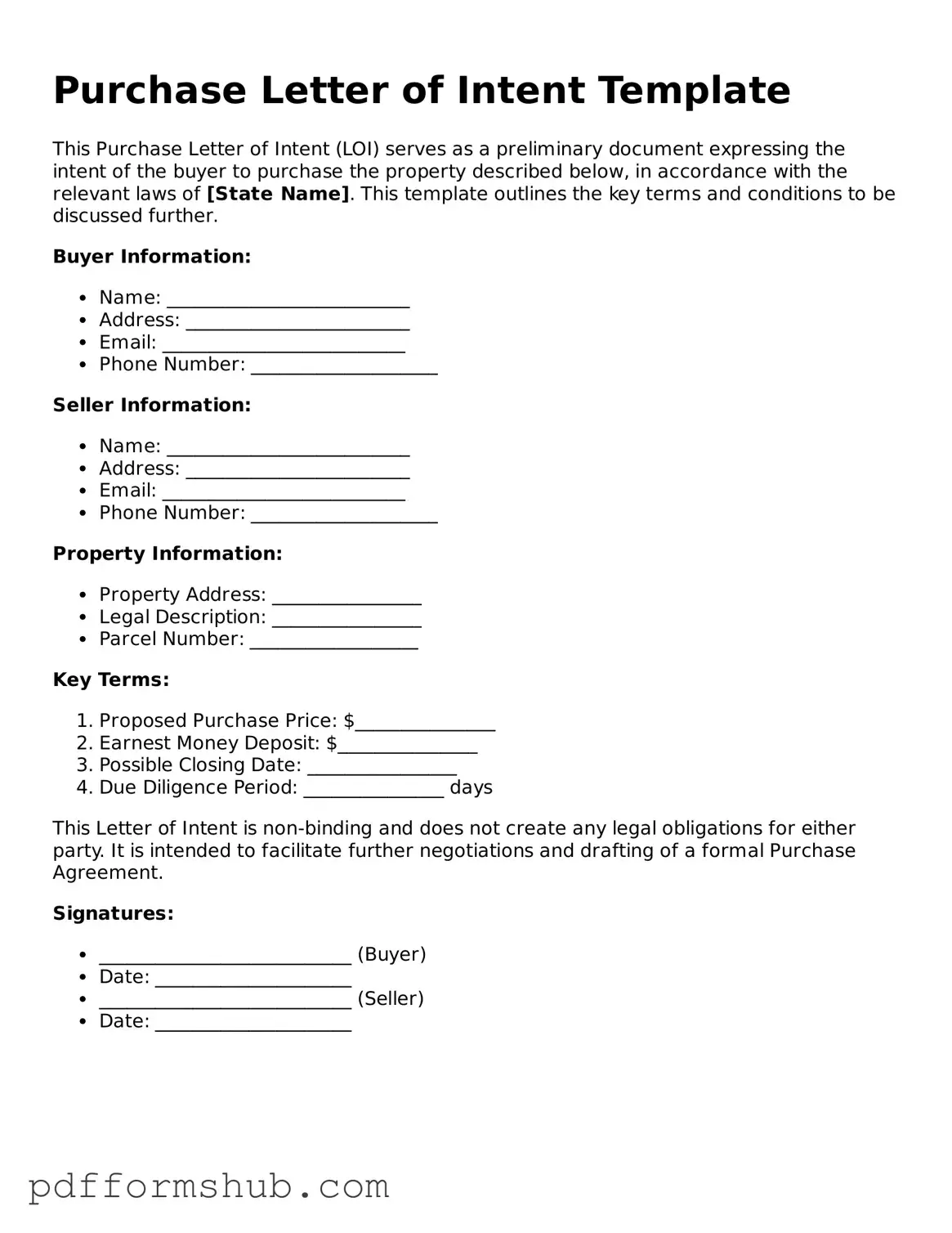 Valid Purchase Letter of Intent Form