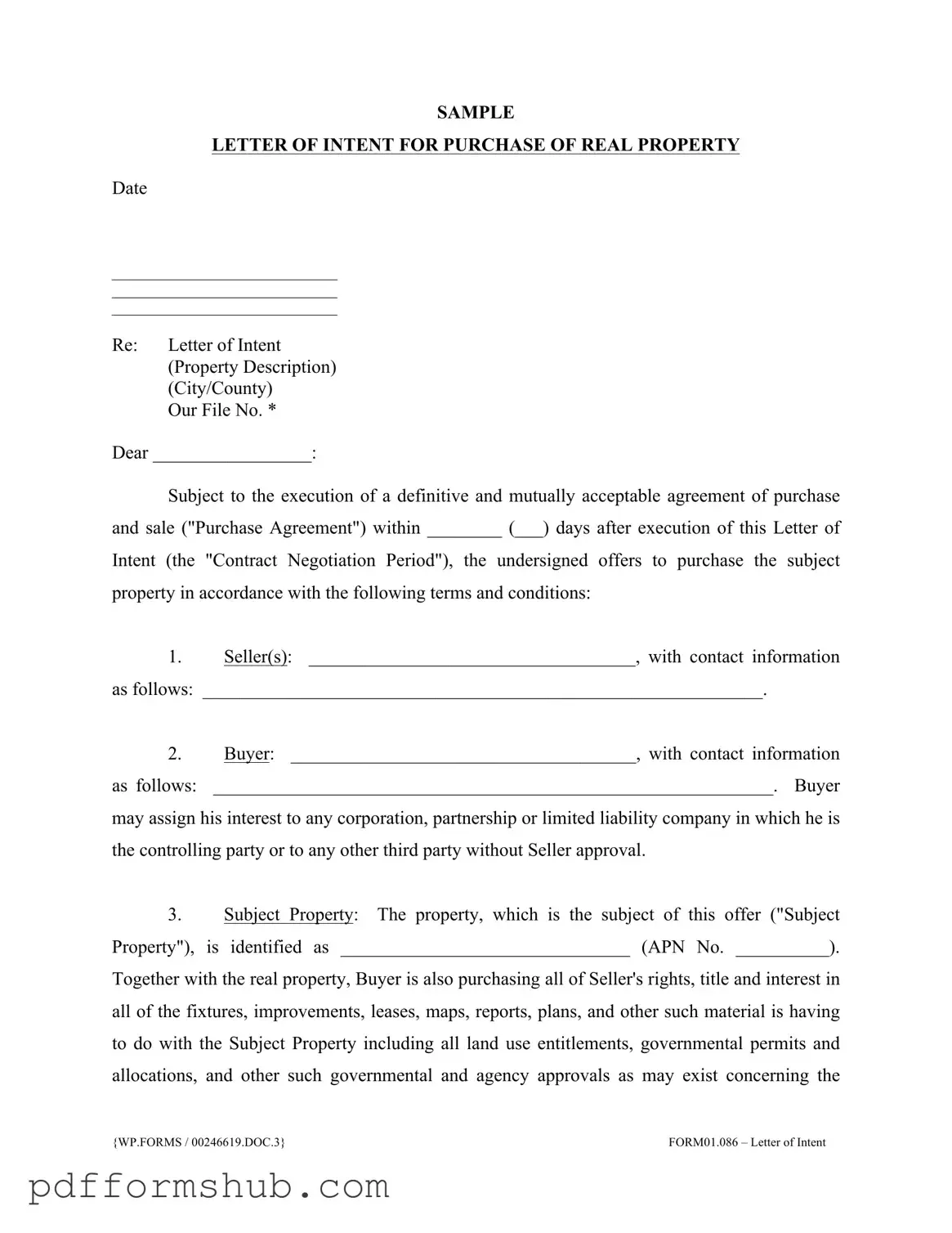 Fill in Your Letter To Purchase Land Form