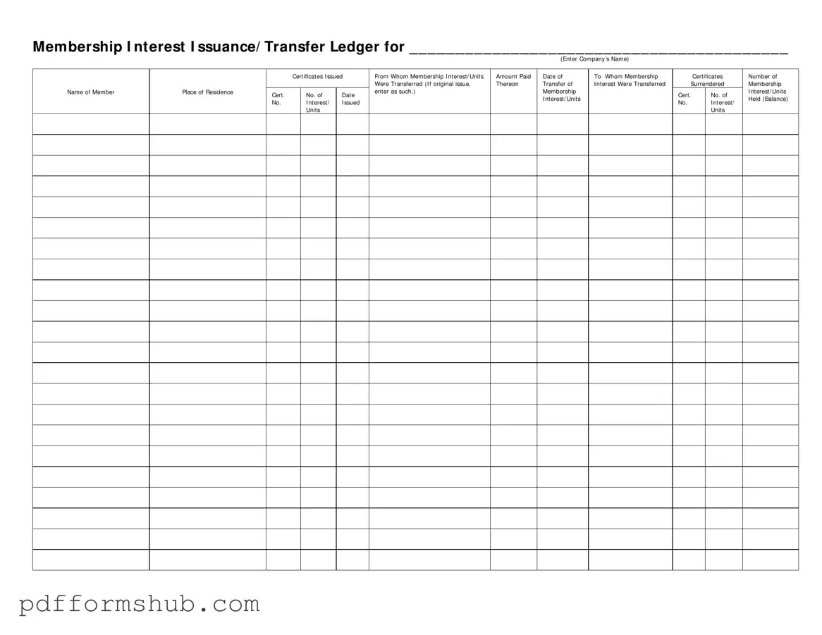 Fill in Your Membership Ledger Form
