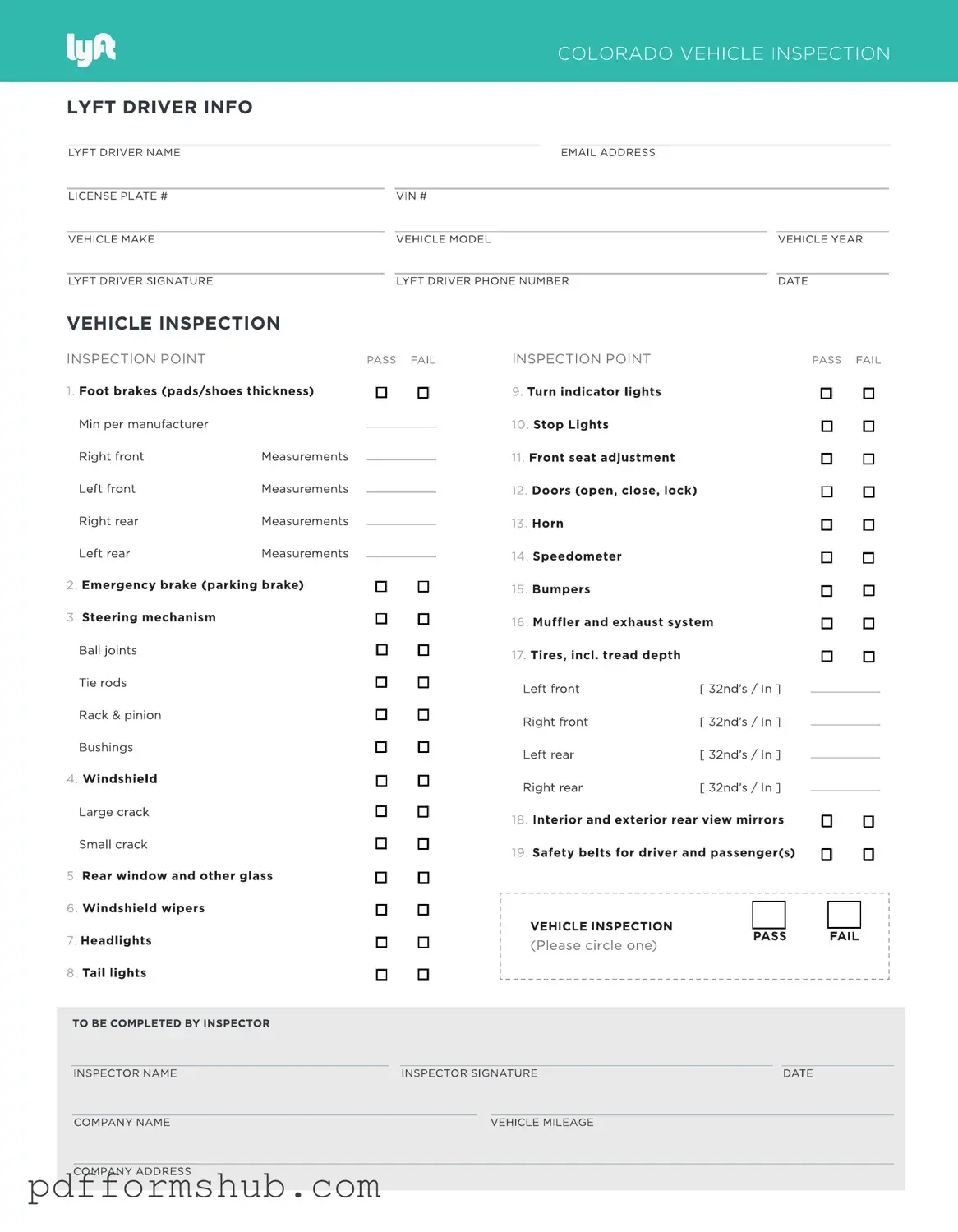 Fill in Your Lyft Inspection Form