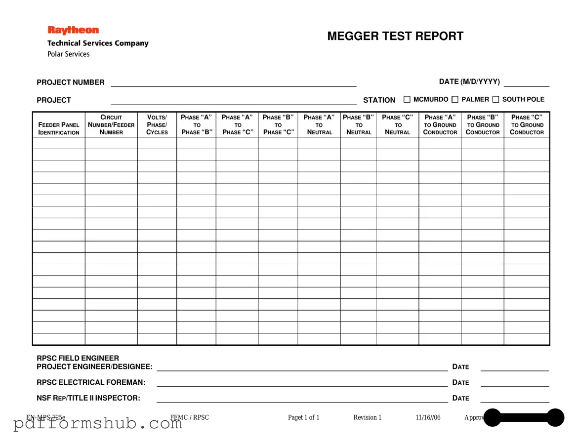 Fill in Your Megger Test Form