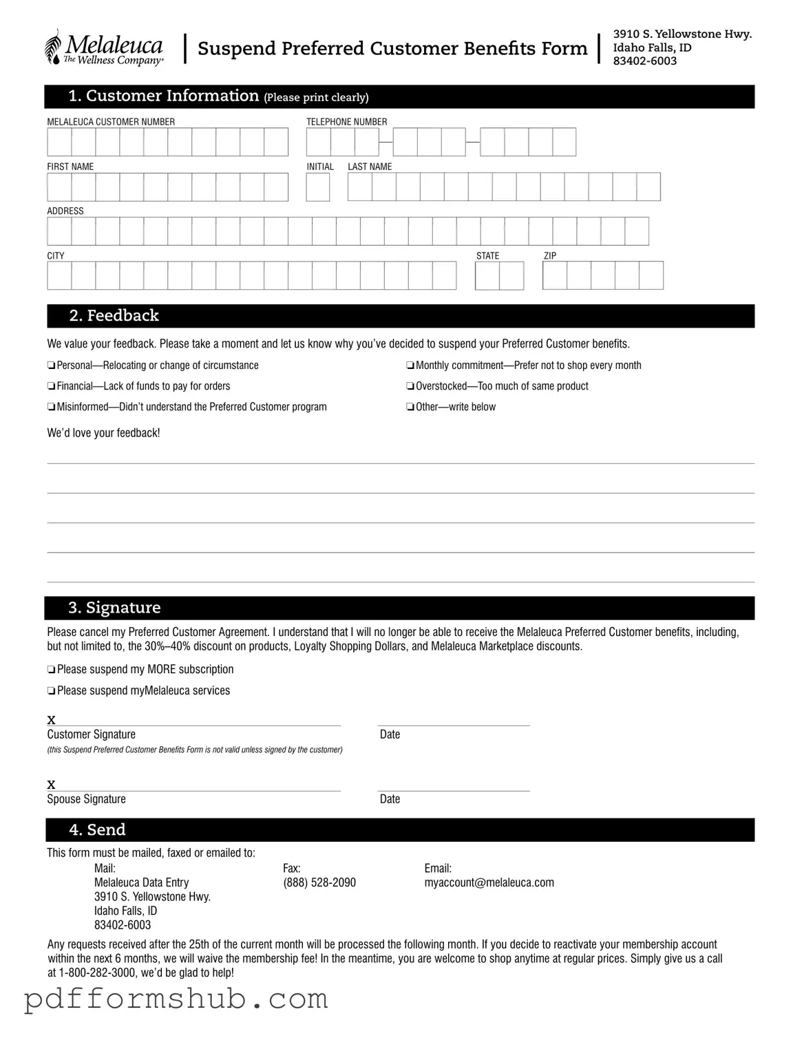 Fill in Your Melaleuca Cancellation Form