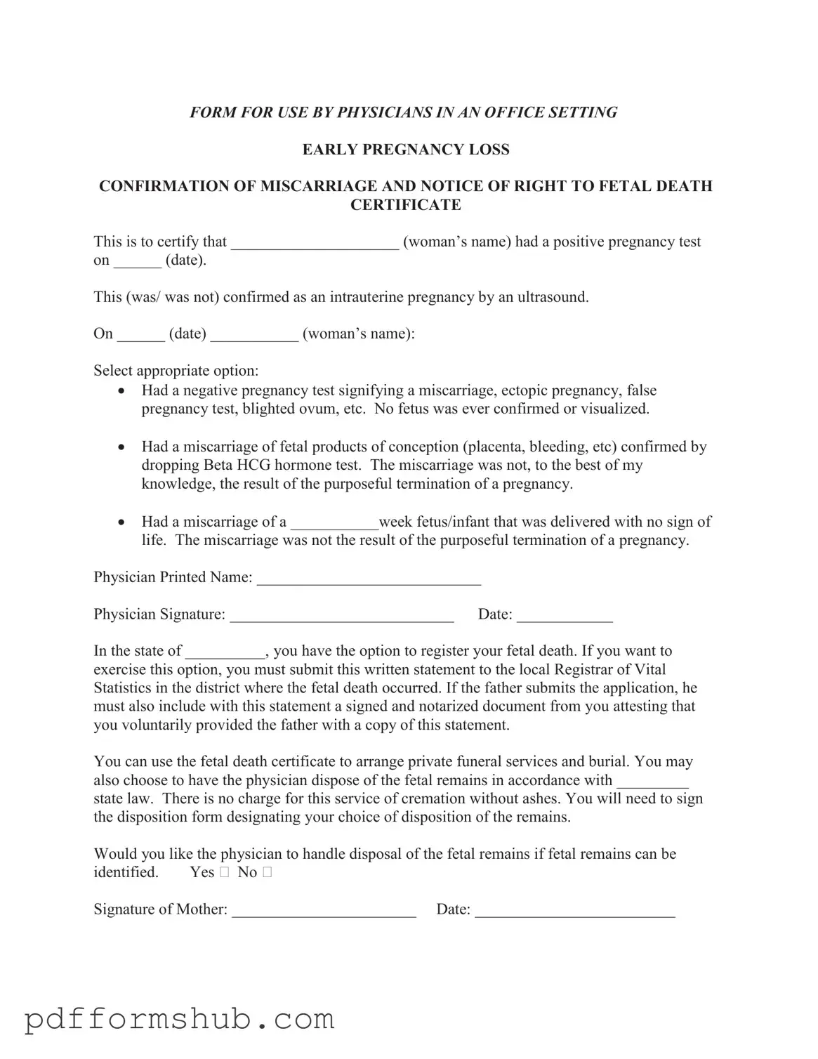 Fill in Your Miscarriage Discharge Paper Form