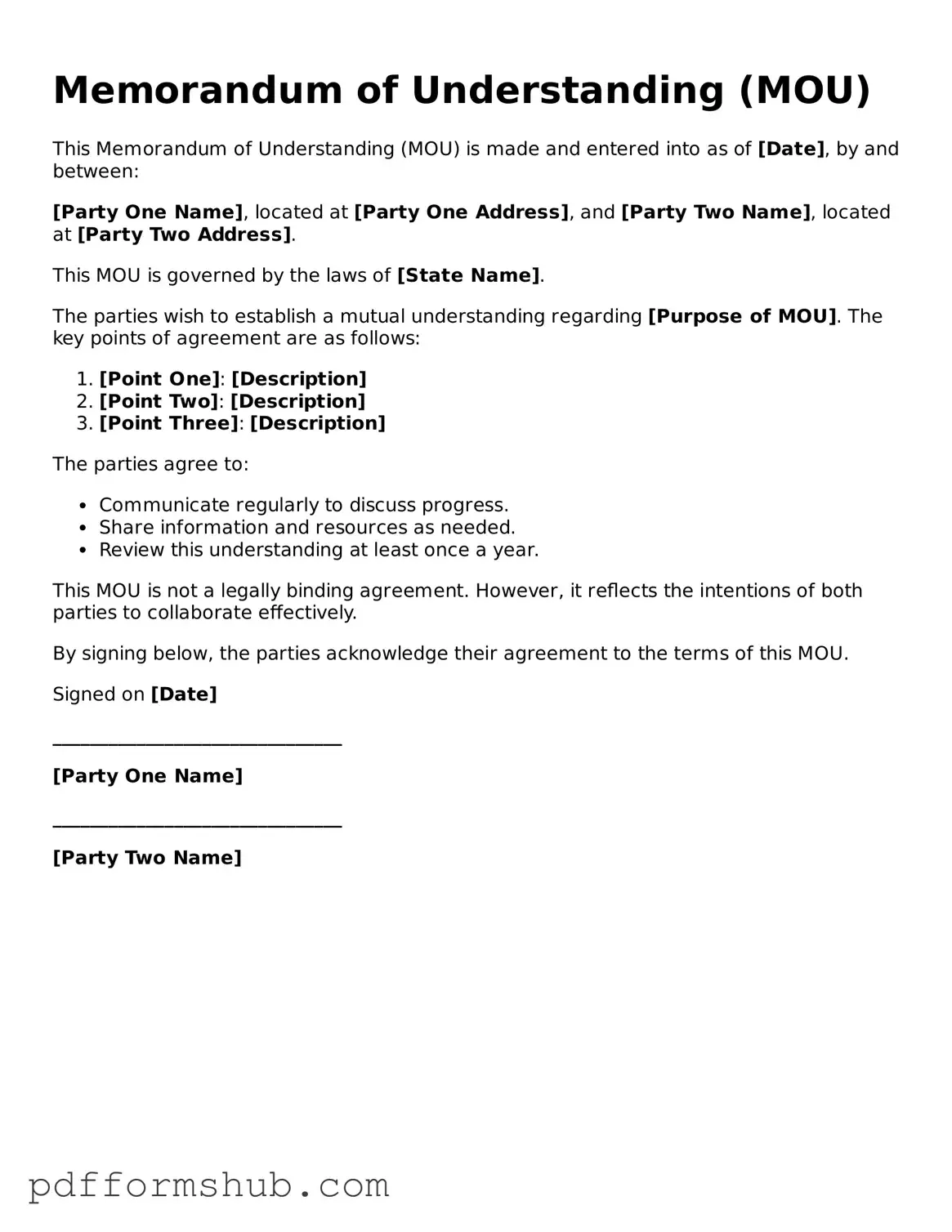 Valid Memorandum of Understanding Form