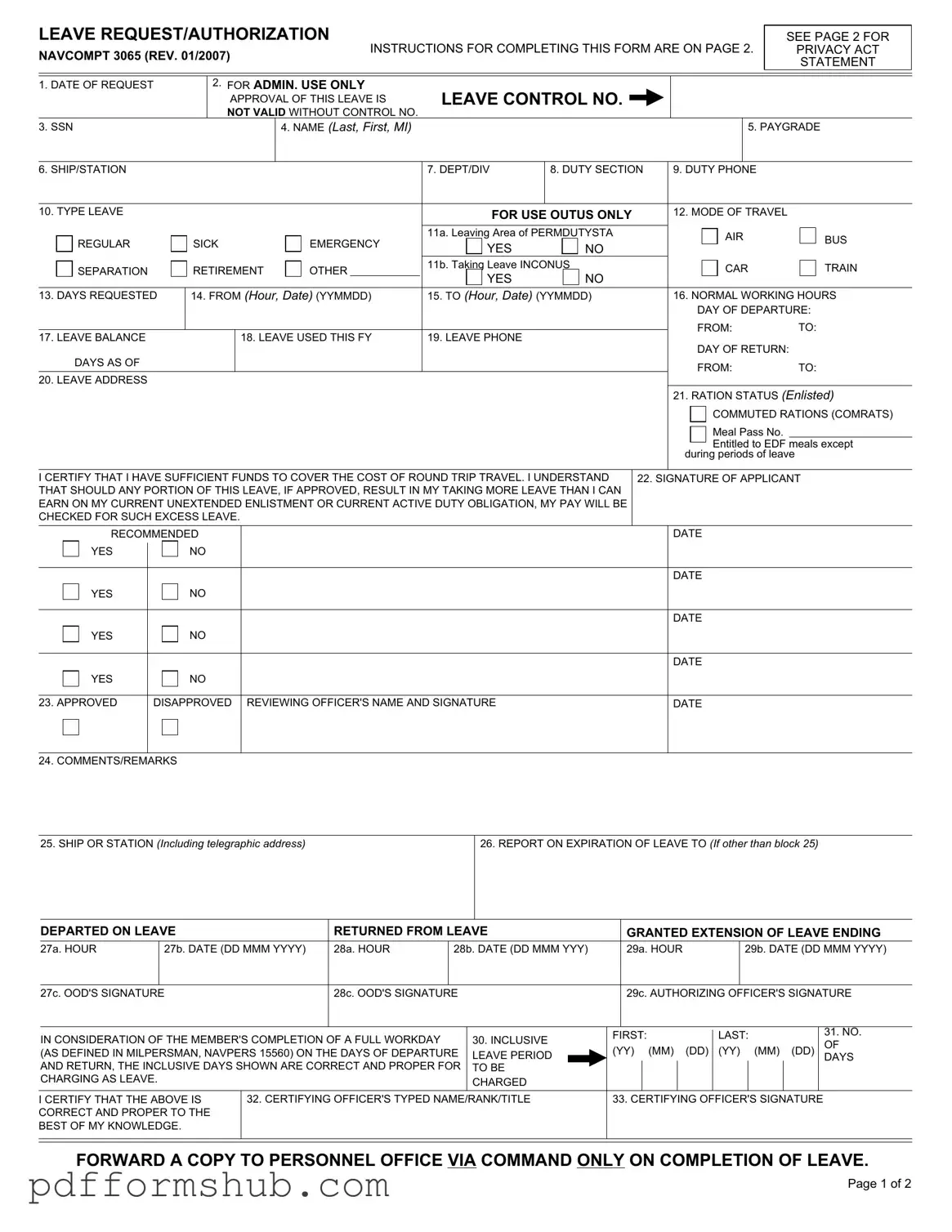 Fill in Your Navcompt 3065 Form