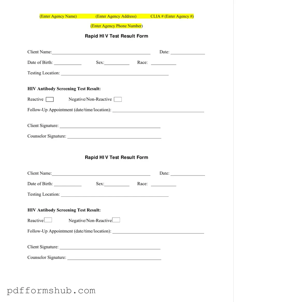Fill in Your Negative Hiv Test Form