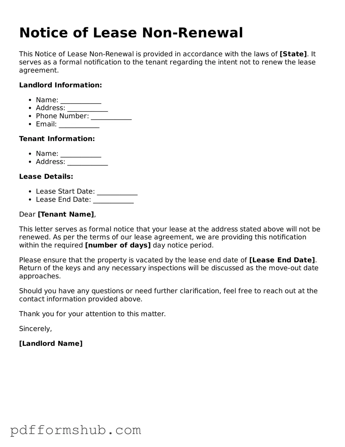 Valid Notice of Lease Non-Renewal Form