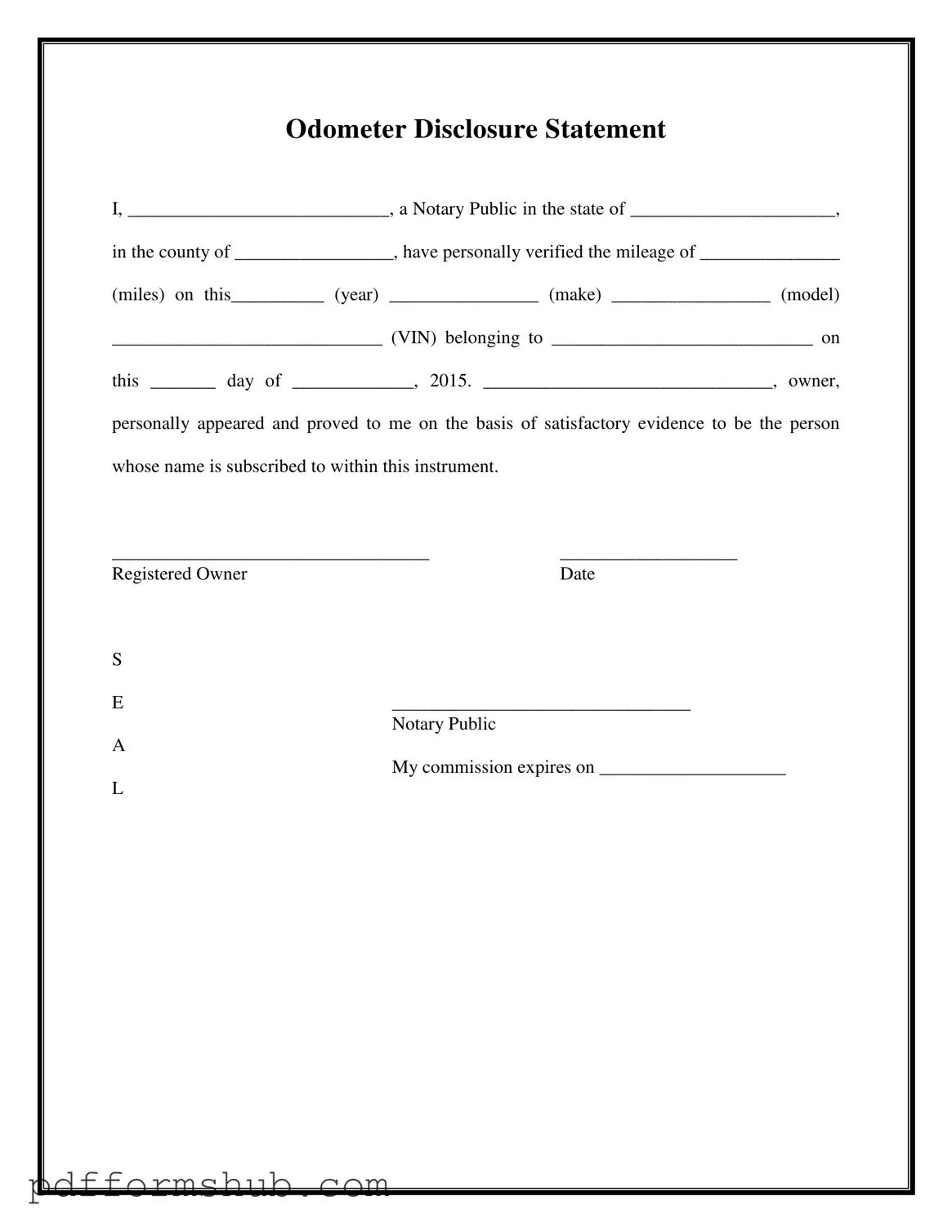 Fill in Your Notarized Odometer Statement Form