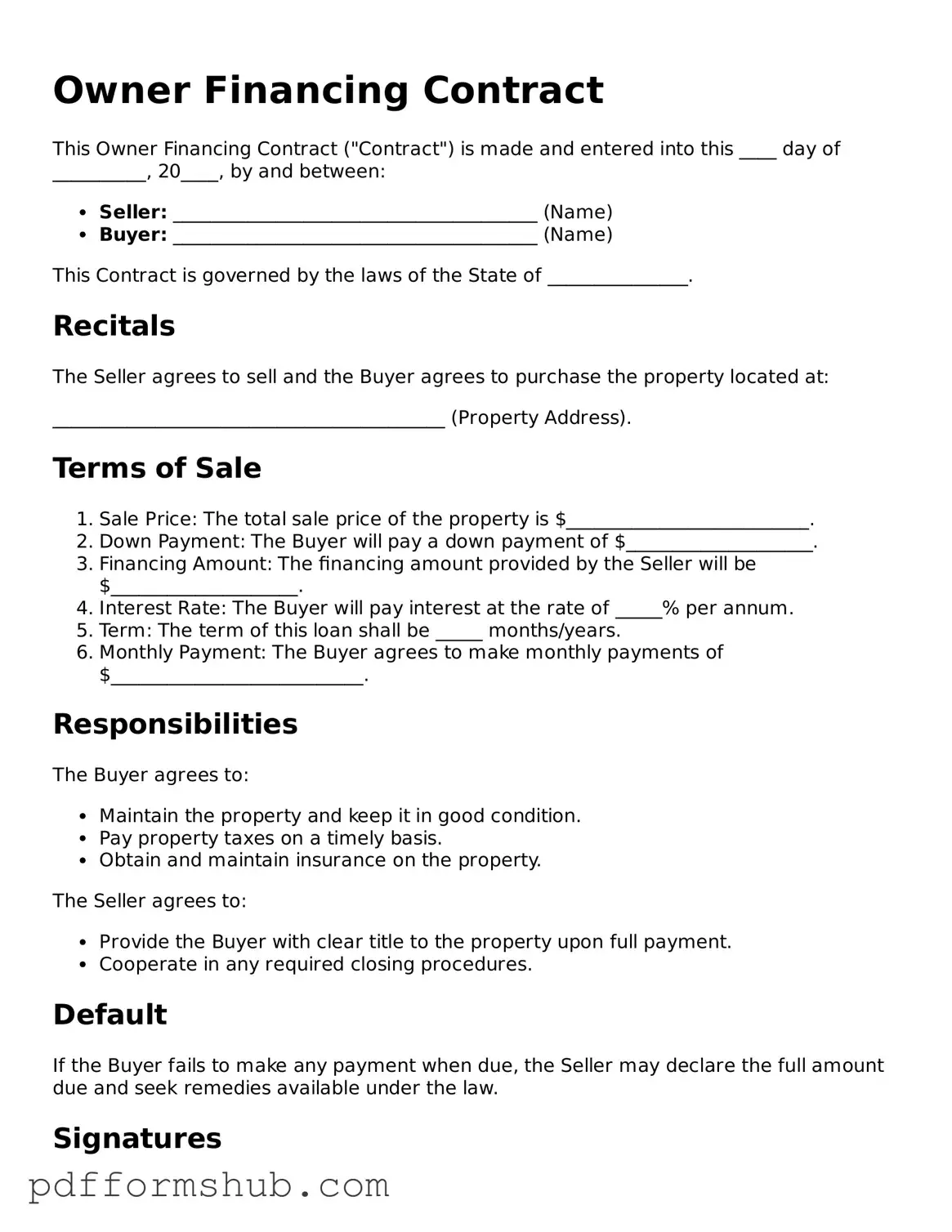 Valid Owner Financing Contract Form