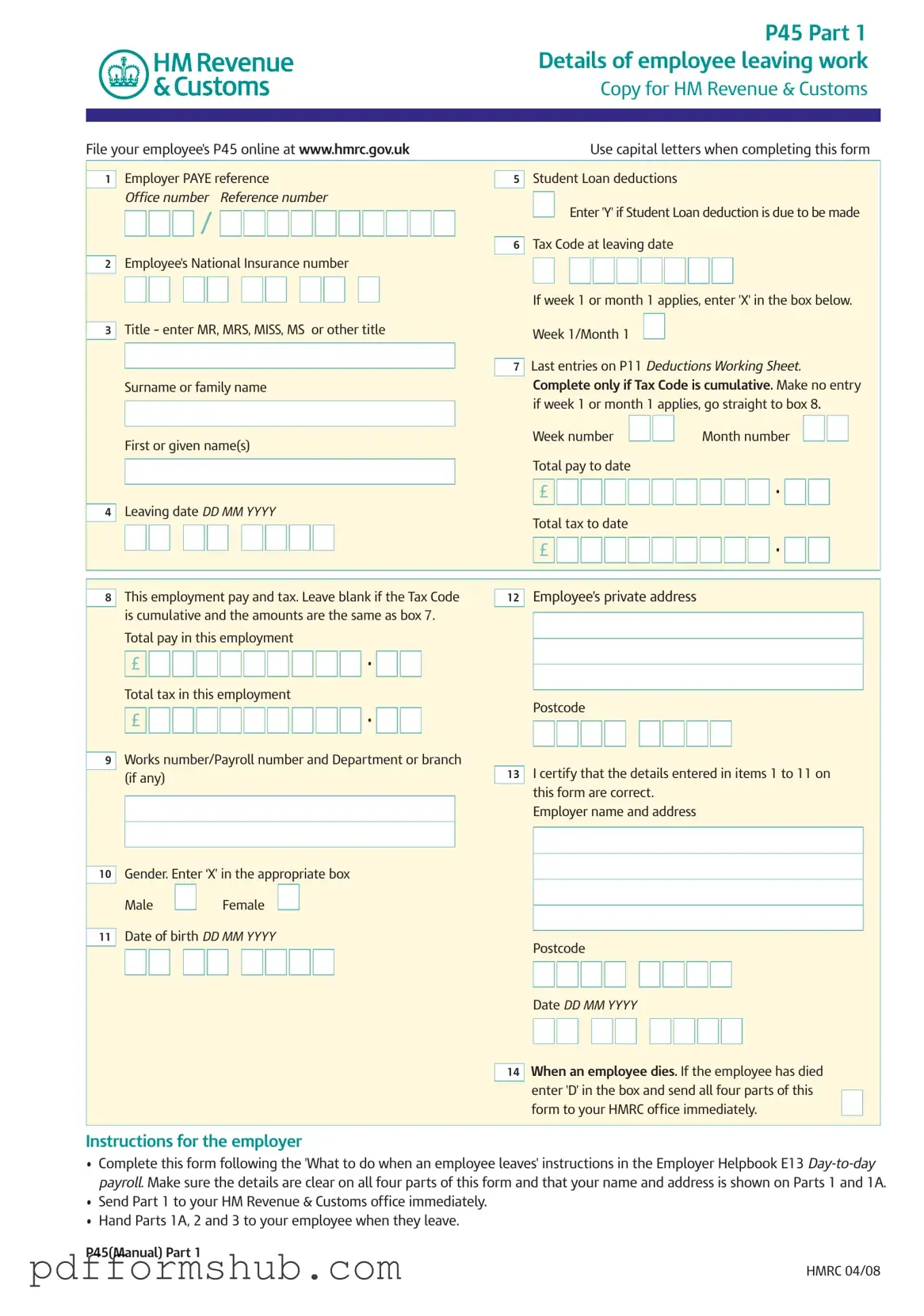 Fill in Your P 45 It Form