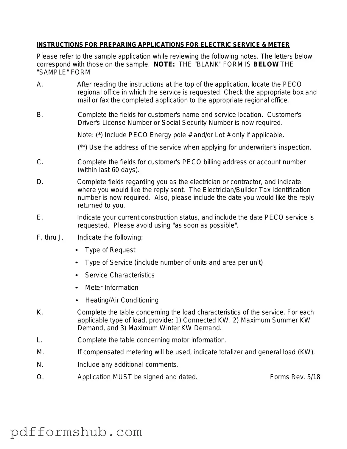 Fill in Your Peco Service And Meter Application Form