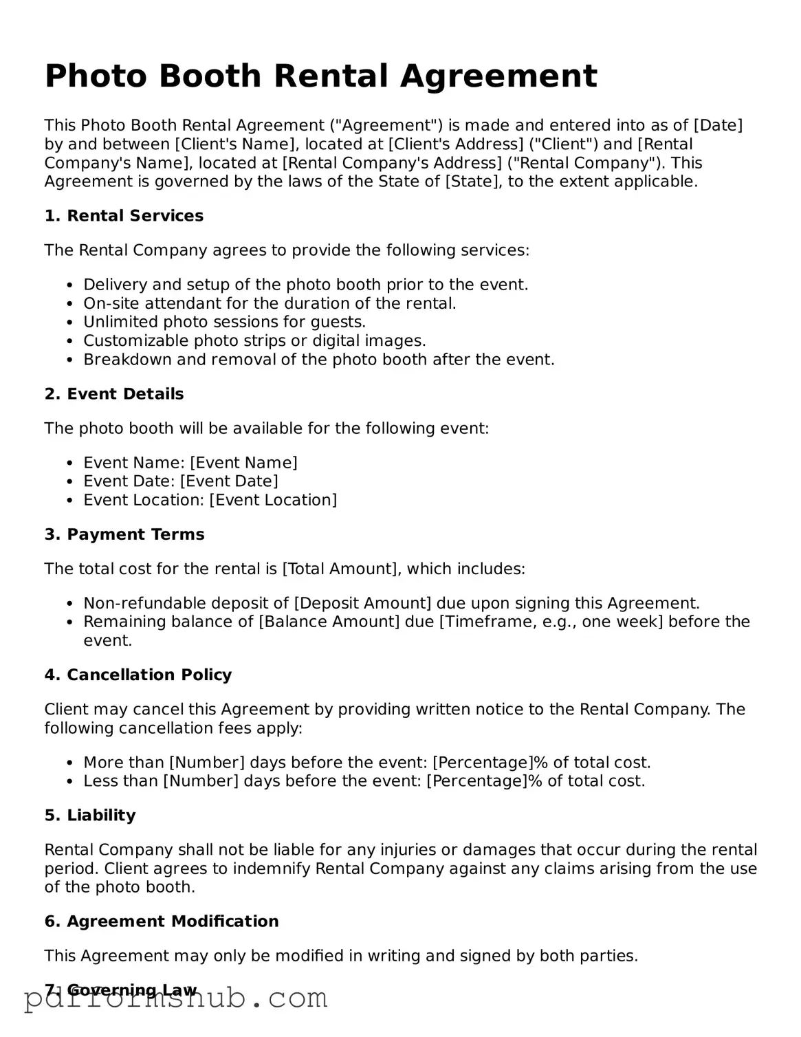 Valid Photo Booth Rental Agreement Form