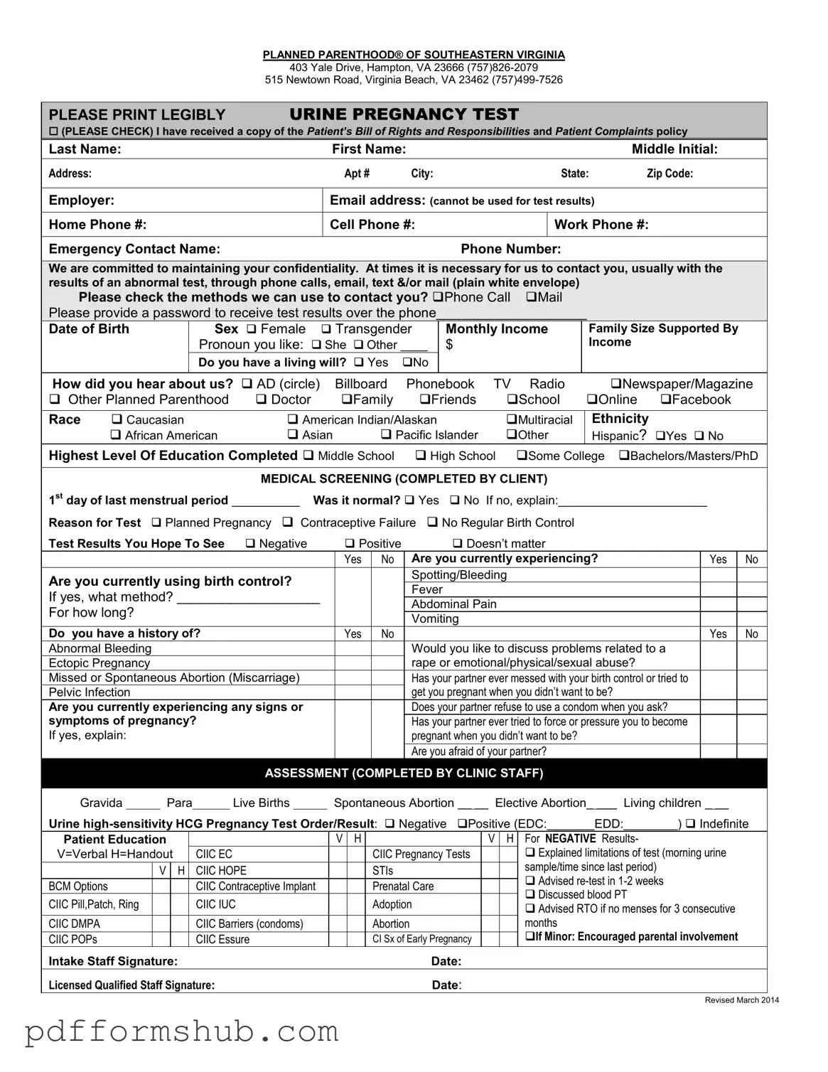 Fill in Your Planned Parenthood Proof Form
