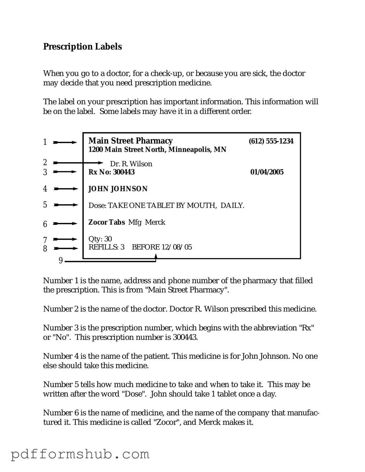 Fill in Your Prescription Label Form