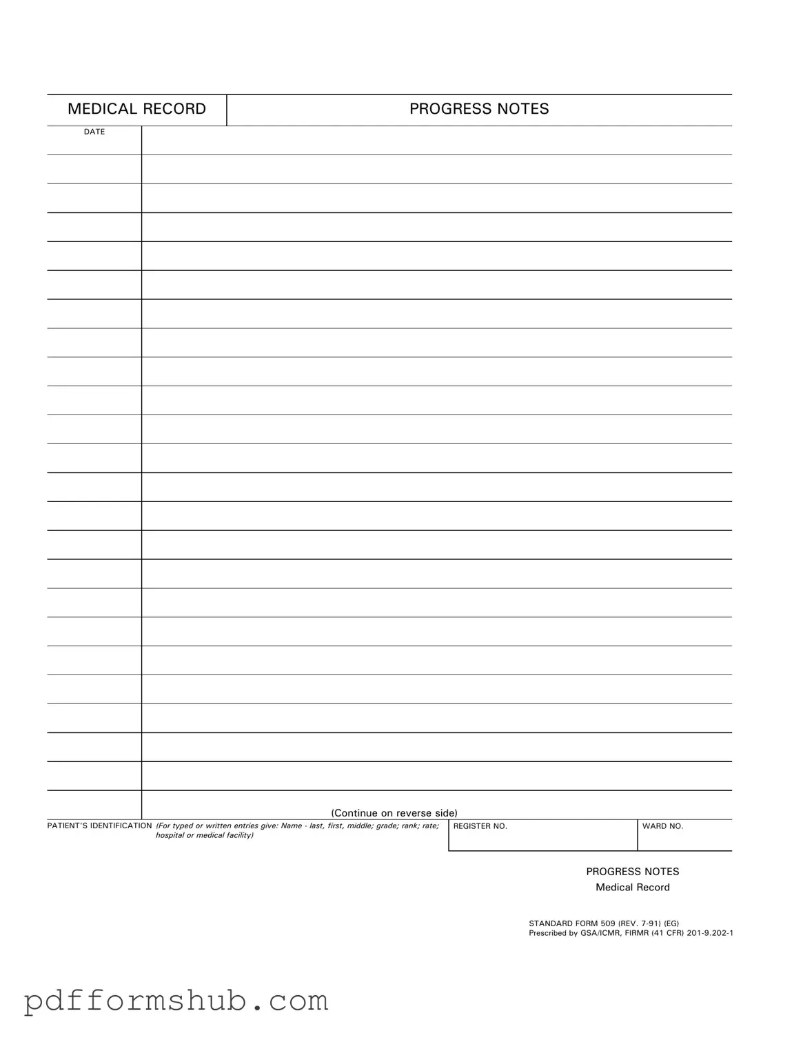 Fill in Your Progress Notes Form