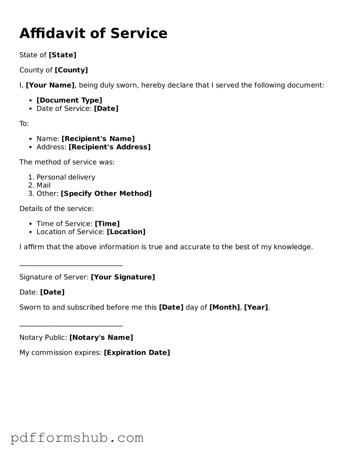Valid Affidavit of Service Form