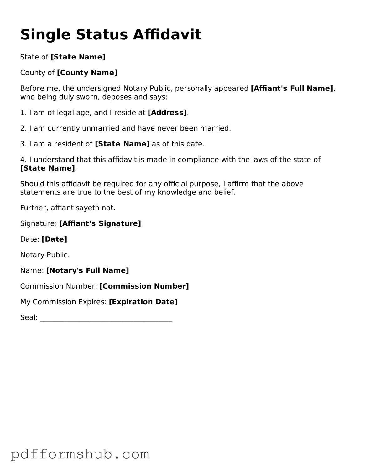 Valid Single Status Affidavit Form