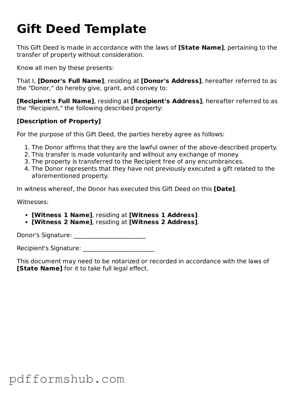 Valid Gift Deed Form