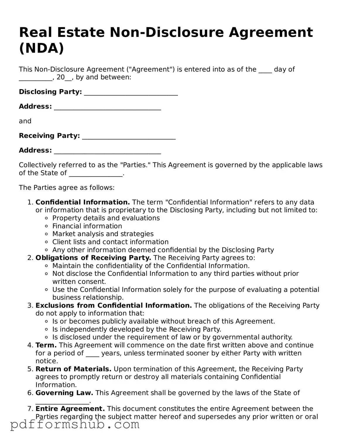 Valid Real Estate Non-Disclosure Agreement Form