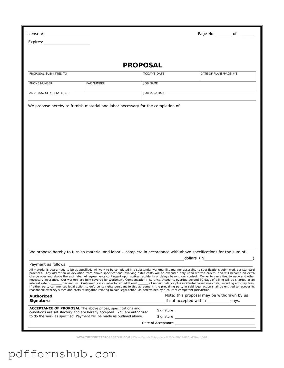 Fill in Your Construction proposal form Form