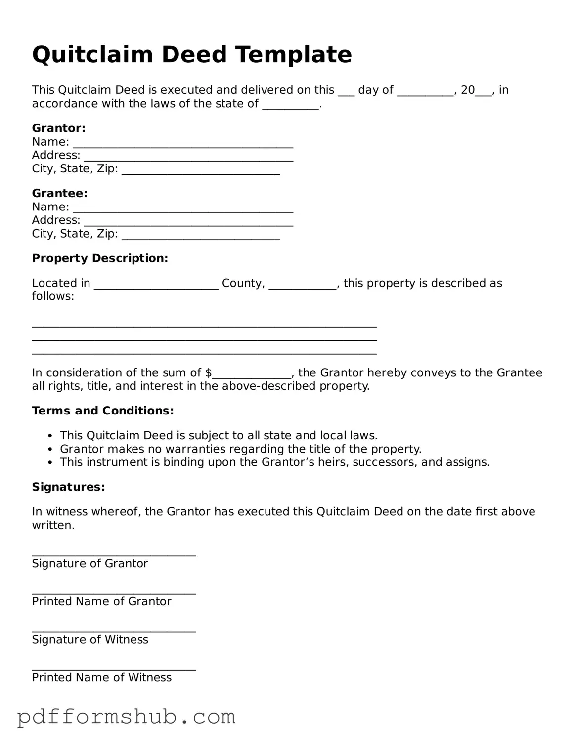 Valid Quitclaim Deed Form