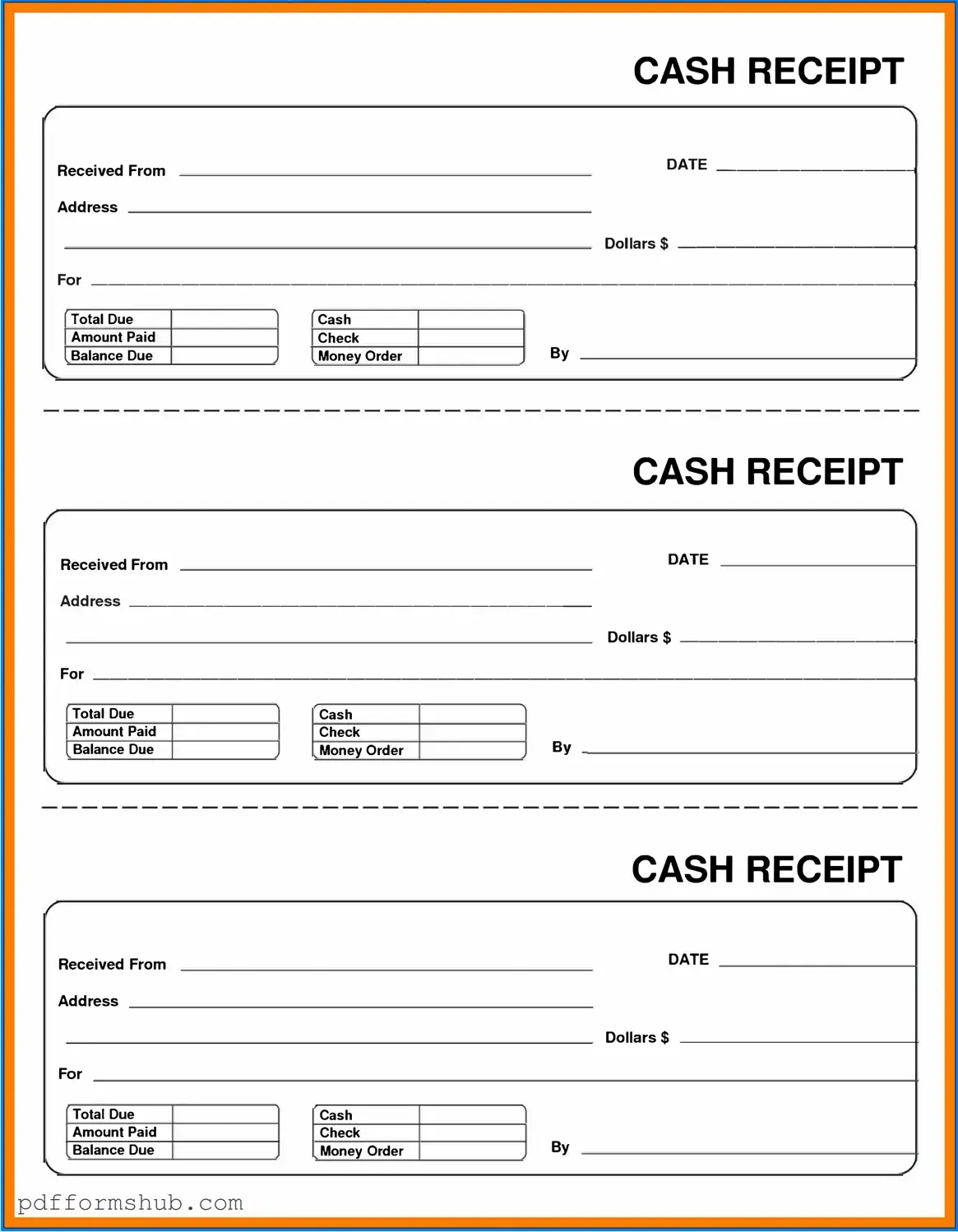 Fill in Your Cash Receipt Form
