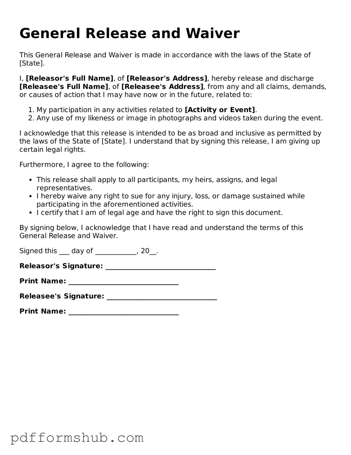 Valid General Release and Waiver Form