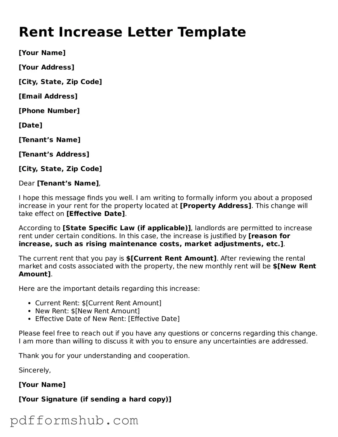Valid Rent Increase Letter Form