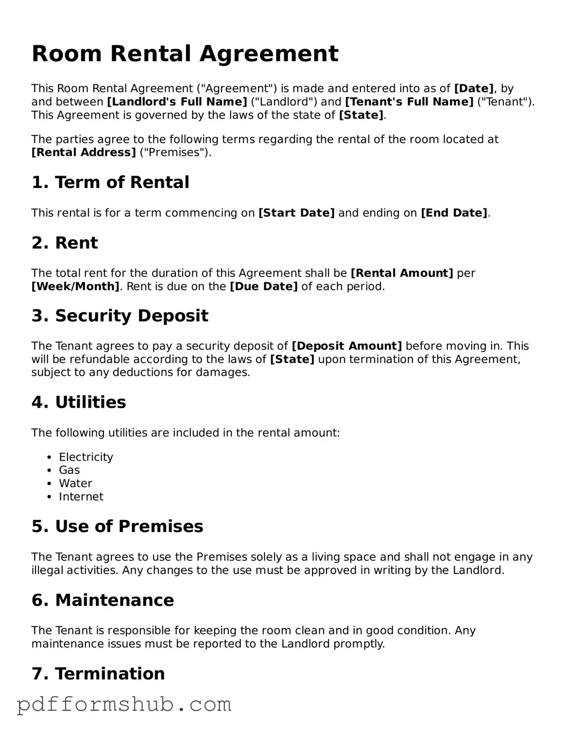 Valid Room Rental Agreement Form