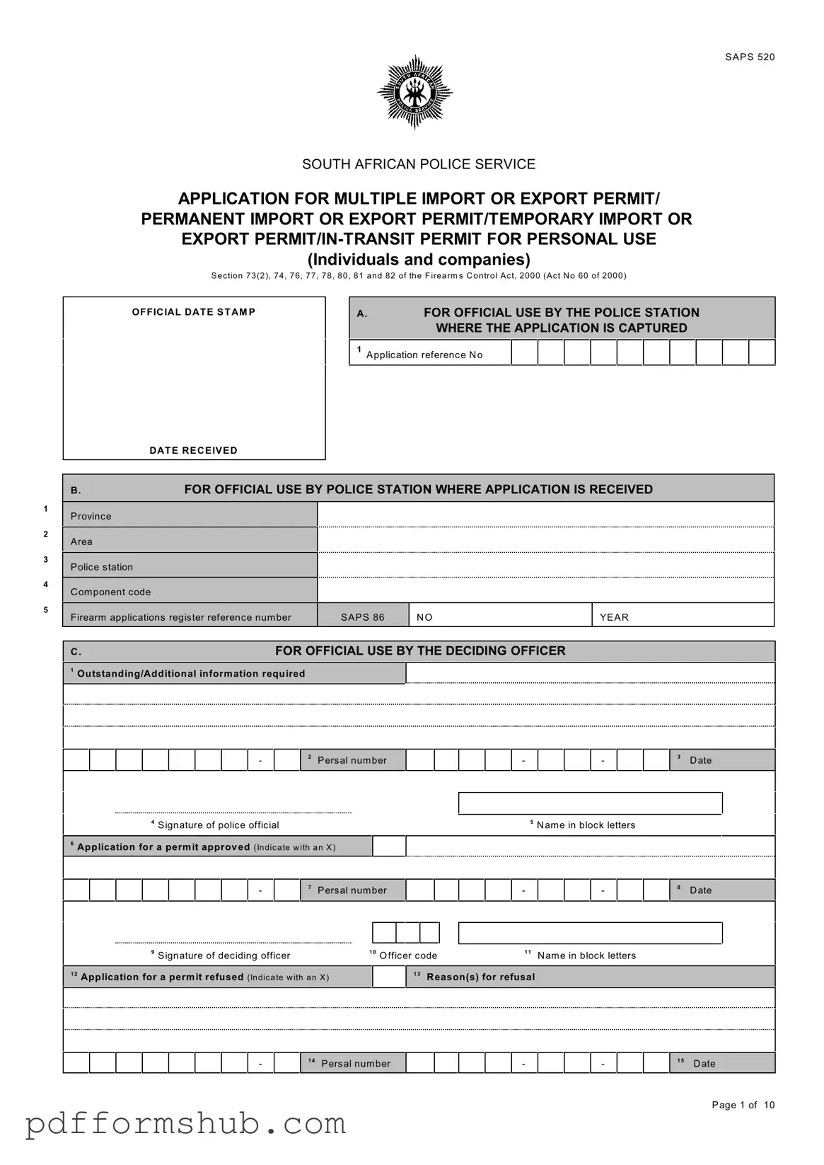 Fill in Your Saps 520 Form