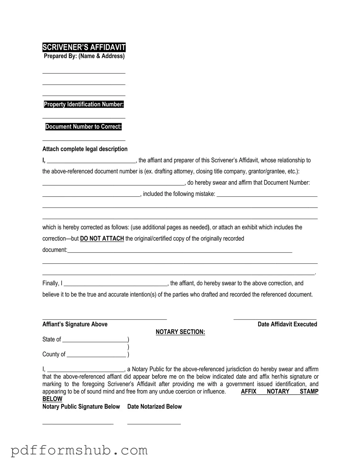 Fill in Your Scrivener's Affidavit Form