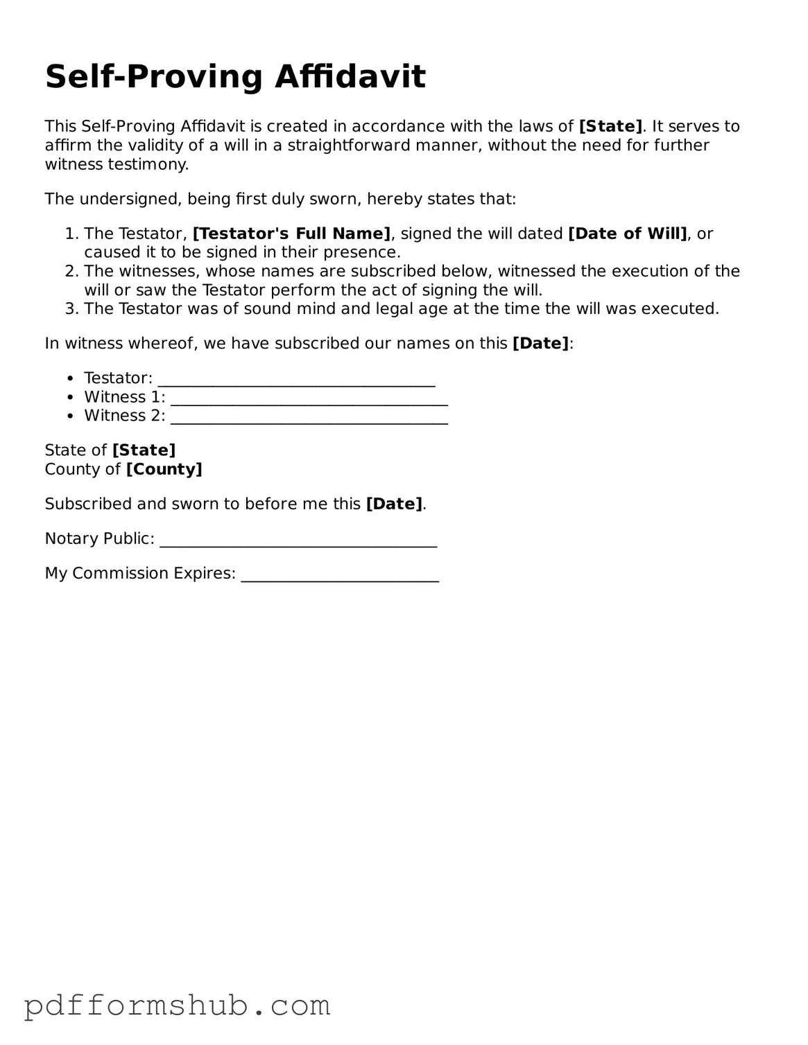 Valid Self-Proving Affidavit Form
