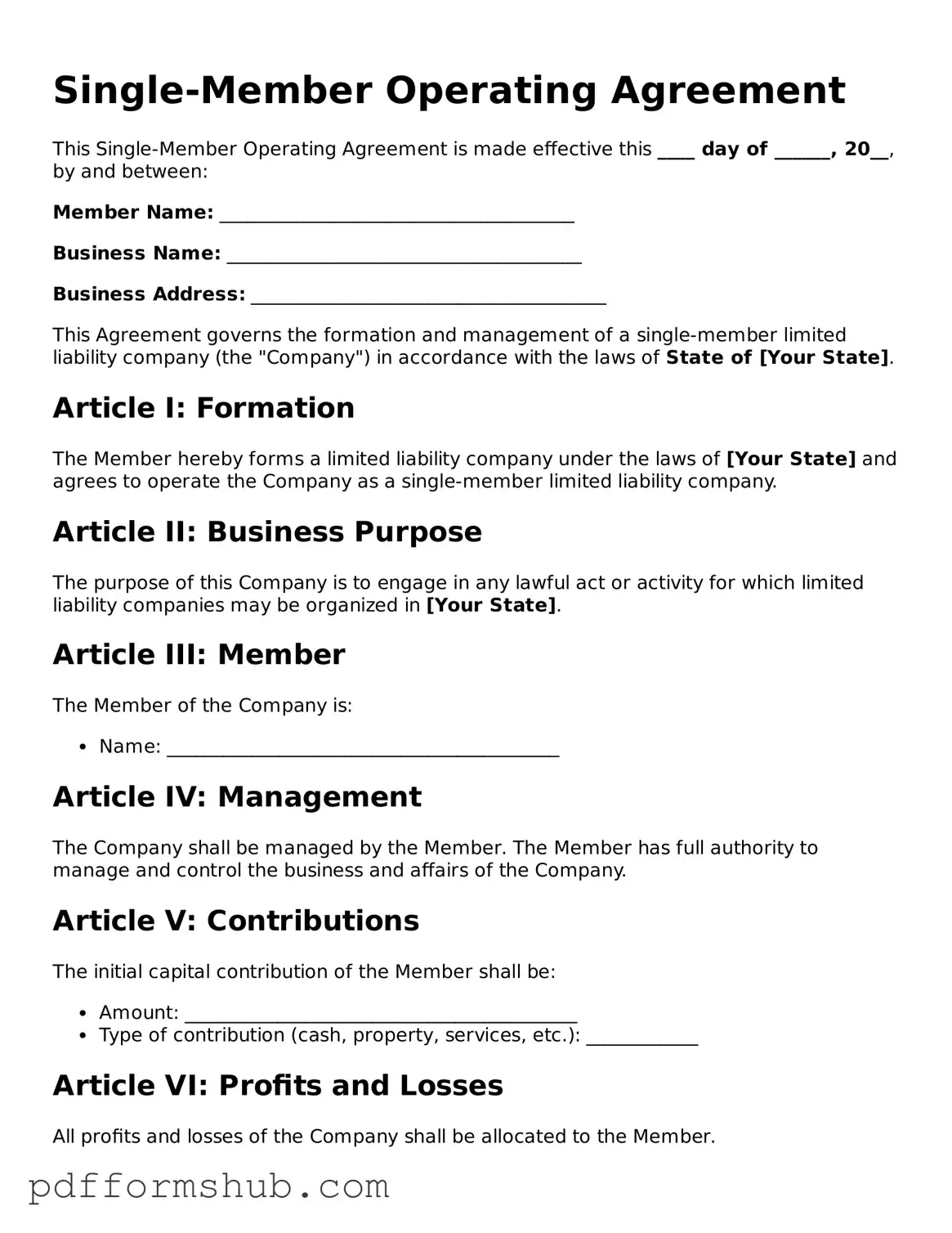 Valid Single-Member Operating Agreement Form