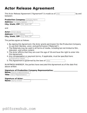 Valid Actor Release Form
