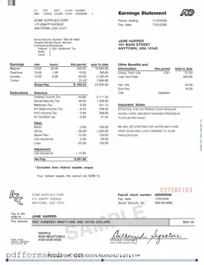 Fill in Your Adp Pay Stub Form